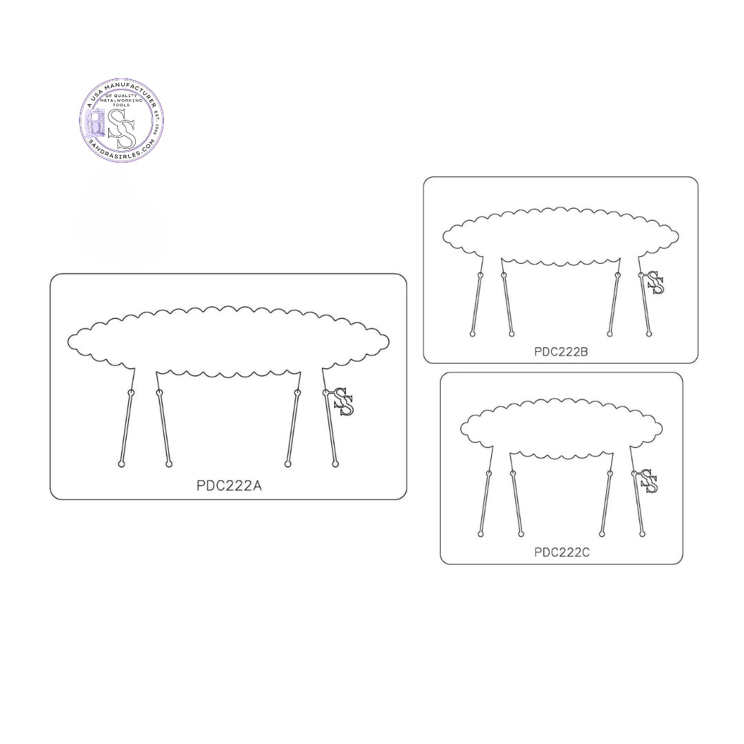 PANCAKE DIE PDC222 CUFF SCALLOP LONG OVAL